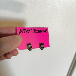 Betsy Johnson Skull Rhinestone Stud Earrings